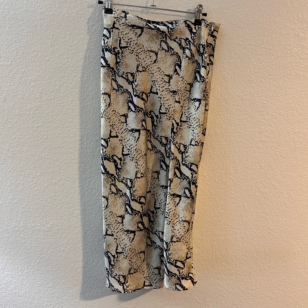 Snake Print Midi Skirt - Neutral Tones